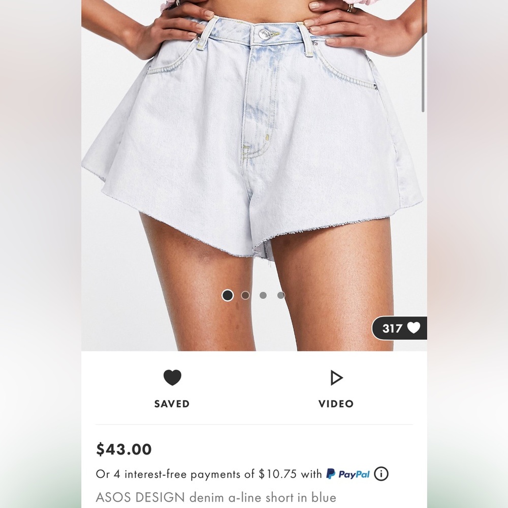 ASOS A-line denim shorts